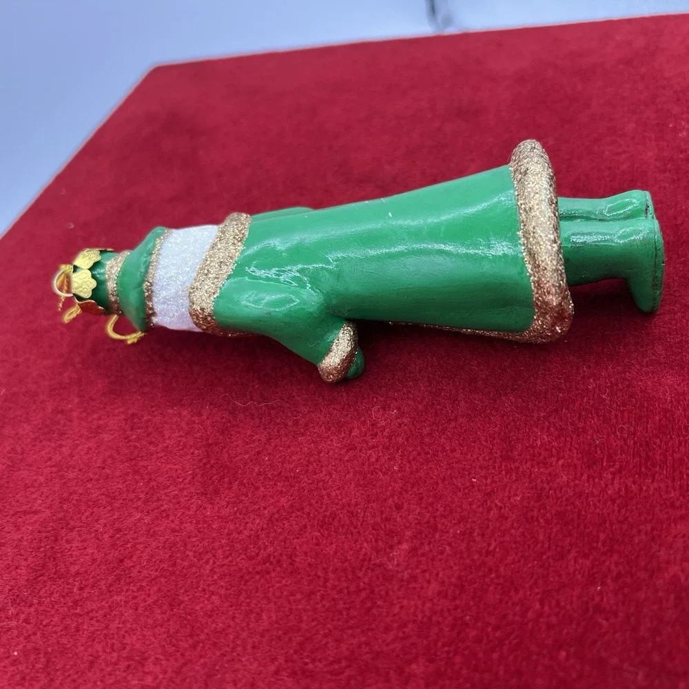 vintage‎ glass Christmas ornament depicting Santa Claus dressed in green - Picture 7 of 12